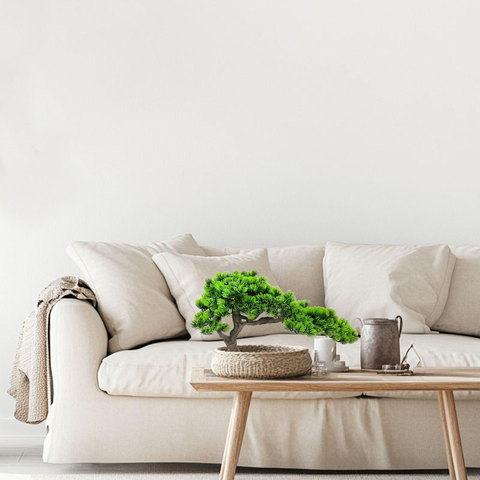 VIGGDA 3ft（36in） Artificial Bonsai Tree Juniper Faux Plants Indoor Big Fake Plants Decor with Ceramic Pots for Home Table Office Desk Shelf Bedroom Living Room Decorations (Green): Green 15in