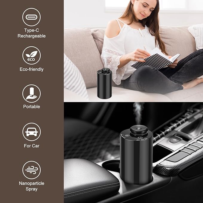 Difusor de Aromas Waterless Portátil Recargable Negro miniatura 5