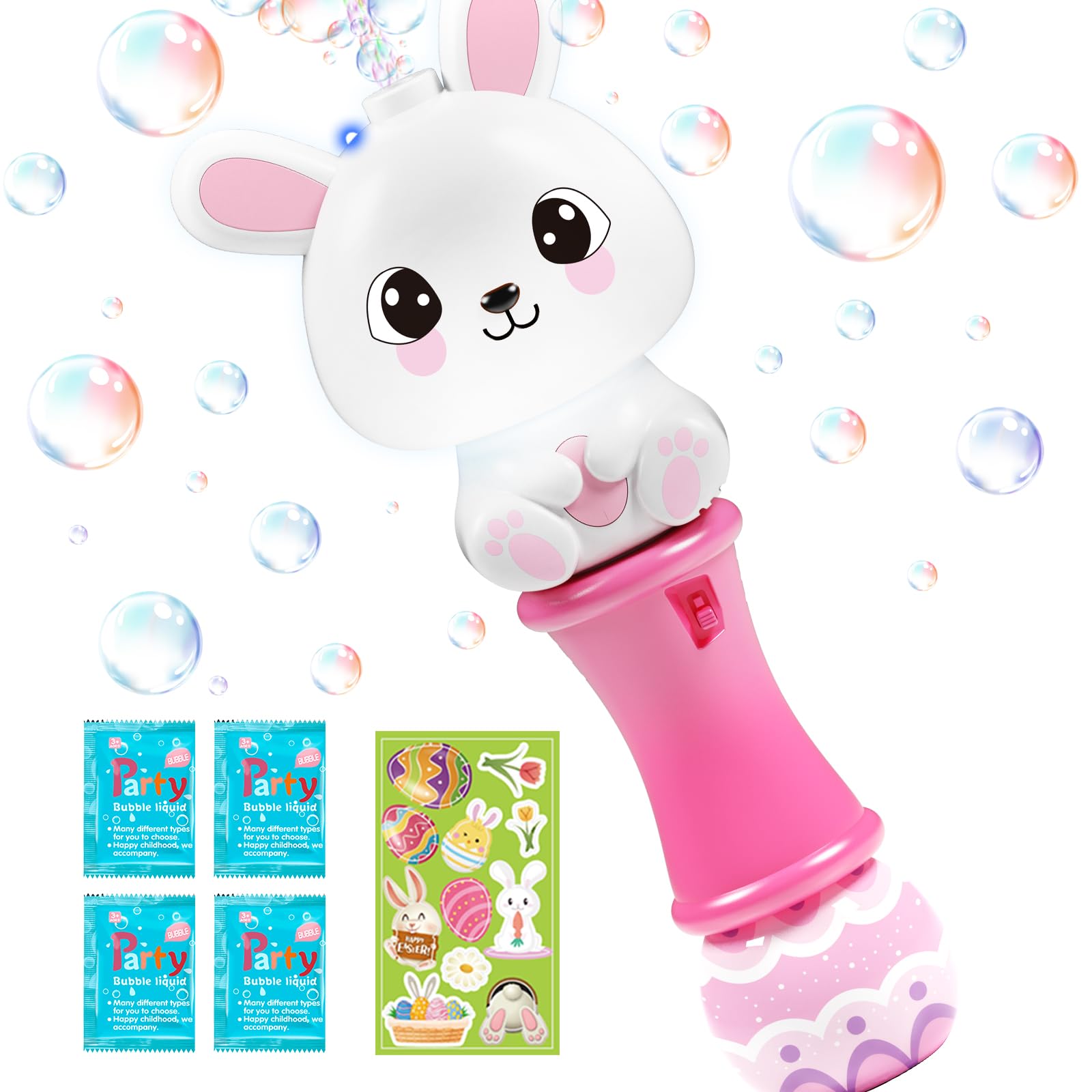 SpringFlower Easter Toy, Easter Bubble Blower Wand,Bubble Maker with LED Light-Up Effect for Kids,Bubble Toy for Easter Party Favor Supplies, Easter Eggs Hunt, Easter Basket Stuffers Fillers