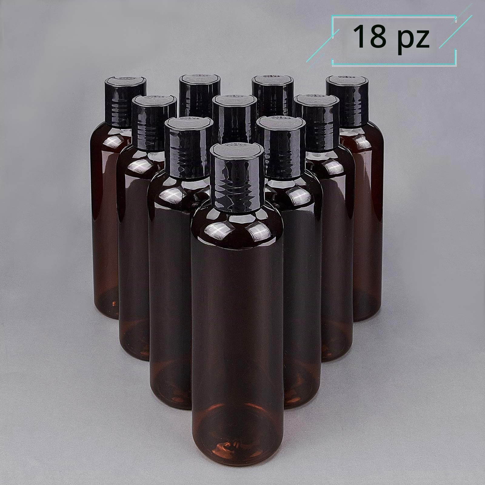 BENECREAT 10 Pack 200ml Bottiglie in Plastica Pet Riutilizzabili Bottiglie con Tappo a Disco, Contagocce, Tramoggia a Imbuto ed Etichetta per Shampoo, Lozioni, Creme