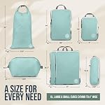 Large Compression Packing Cubes for Travel-Packing Cube Luggage Organizers 7 Piece Set for Checked Luggage-Ultralight, Expandable/Compression Bags by TRIPPED Travel Gear (DustyTeal/White)