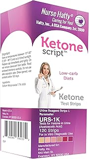 Nurse Hatty 120ct. Ketone Test Strips - Fitting for Low-carb Diets - URS-1K - Ketone Script - Long Strips