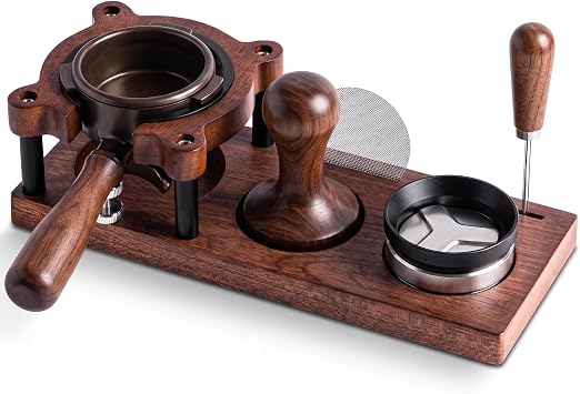 Espresso Tamping Station - Adjustable Portafilter Holder & Tamper Stand, Premium Wooden Coffee Organizer with Silicone Protection, Professional Barista Accessories for Home CafeStation Only