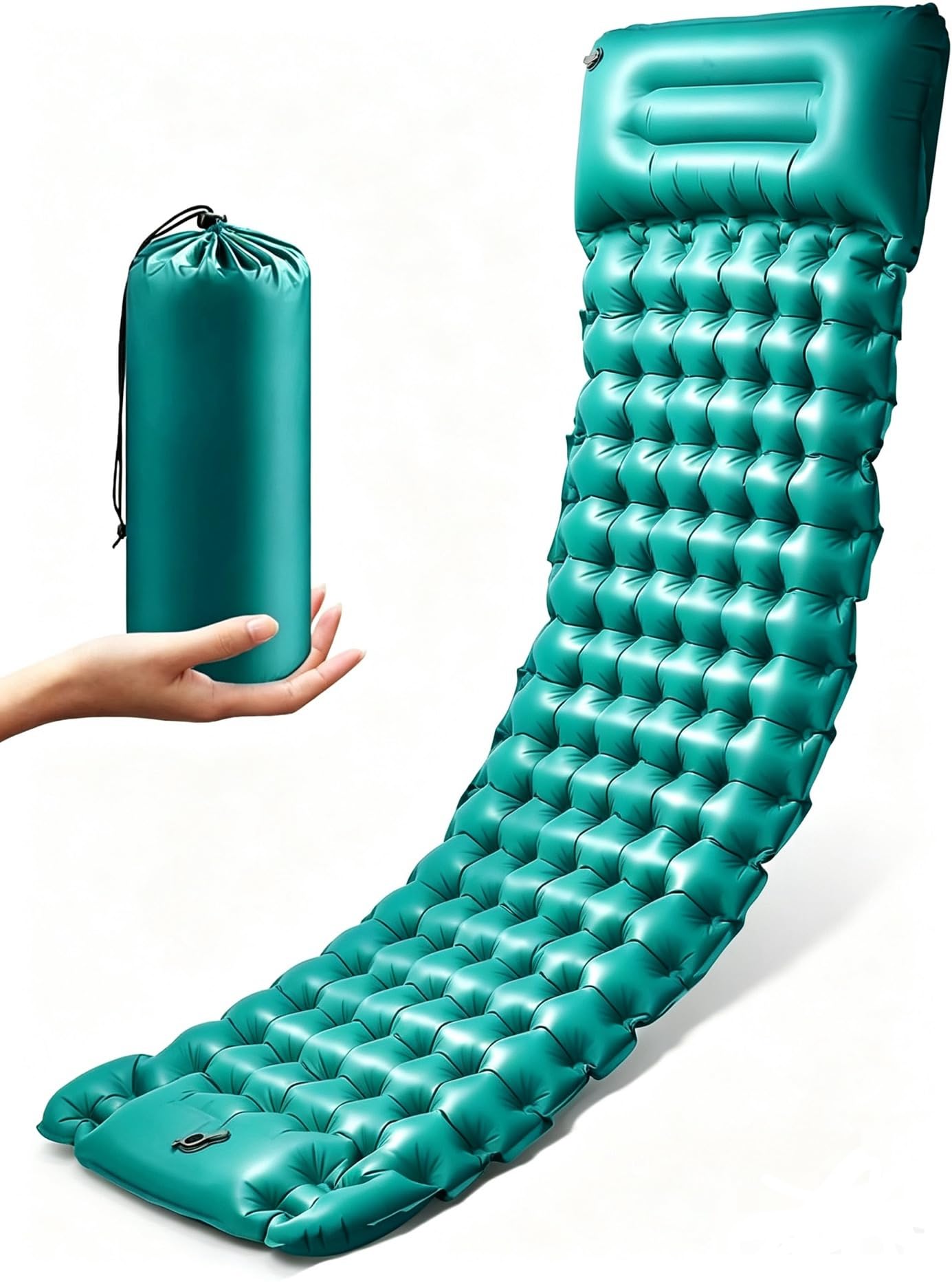 Rantizon Upgraded Self Inflating Camping Mat with Pillow Portable Ultralight Waterproof Self-Inflating Camping Mattress Inflatable Mattress 196 x 70 x 12cm for Hiking Backpacking Outdoor Green