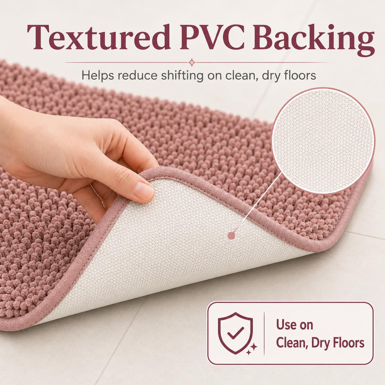 Chenille Bathroom Rugs Set 3 Piece Bath Mats for Bathoom Non-Slip Luxury Bathroom Rug Extra Soft and Absorbent Shaggy Rugs Washable Dry Plush Area Carpet image 3