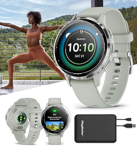 Garmin Venu 3S (platagris salvia) paquete de reloj inteligente con GPS - Pantalla táctil AMOLED, batería de 10 días, sueño y recuperación, incluye disponible en Yaxa Venezuela