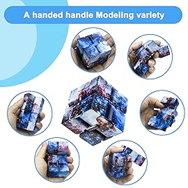 Infinitycube Fidget Toy Stress Relieving Fidgeting Game for Kids and Adults,Cute Pocket-Sized Unique Gadget for Anxiety Relief and Kill Time (4, Galaxy & Macaron Blue)