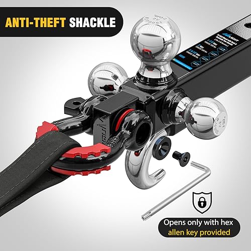 Miniatura 213 de Nilight Receptor de enganche de grillete de 2 pulgadas, 45000 libras, resistencia a la rotura, grillete de anillo en D de 3/4 pulgadas con pasador