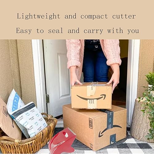 Miniatura 5 de Cinta de embalaje transparente resistente, cinta móvil silenciosa para cajas de embalaje, 6 rollos de cinta de embalaje con 1 dispensador de cinta