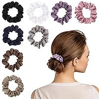 Vista 1 de Coleteros para mujer, bandas elásticas de satén de seda, bandas elásticas para el cabello, soporte para cola de caballo adecuado para cabello grueso