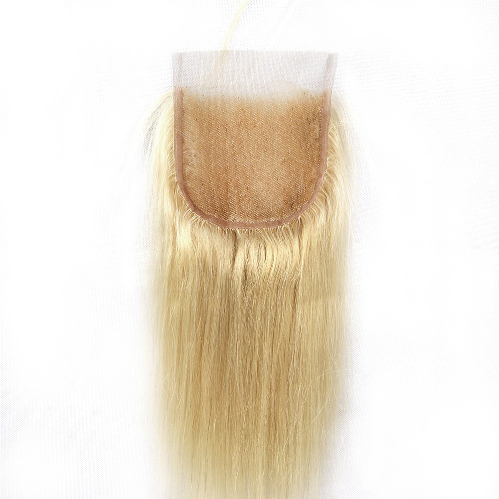 613 Blonde Lace Closure Human Hair Straight Free Part with Baby Hair Brazilian Human Hair Closure 16 inch