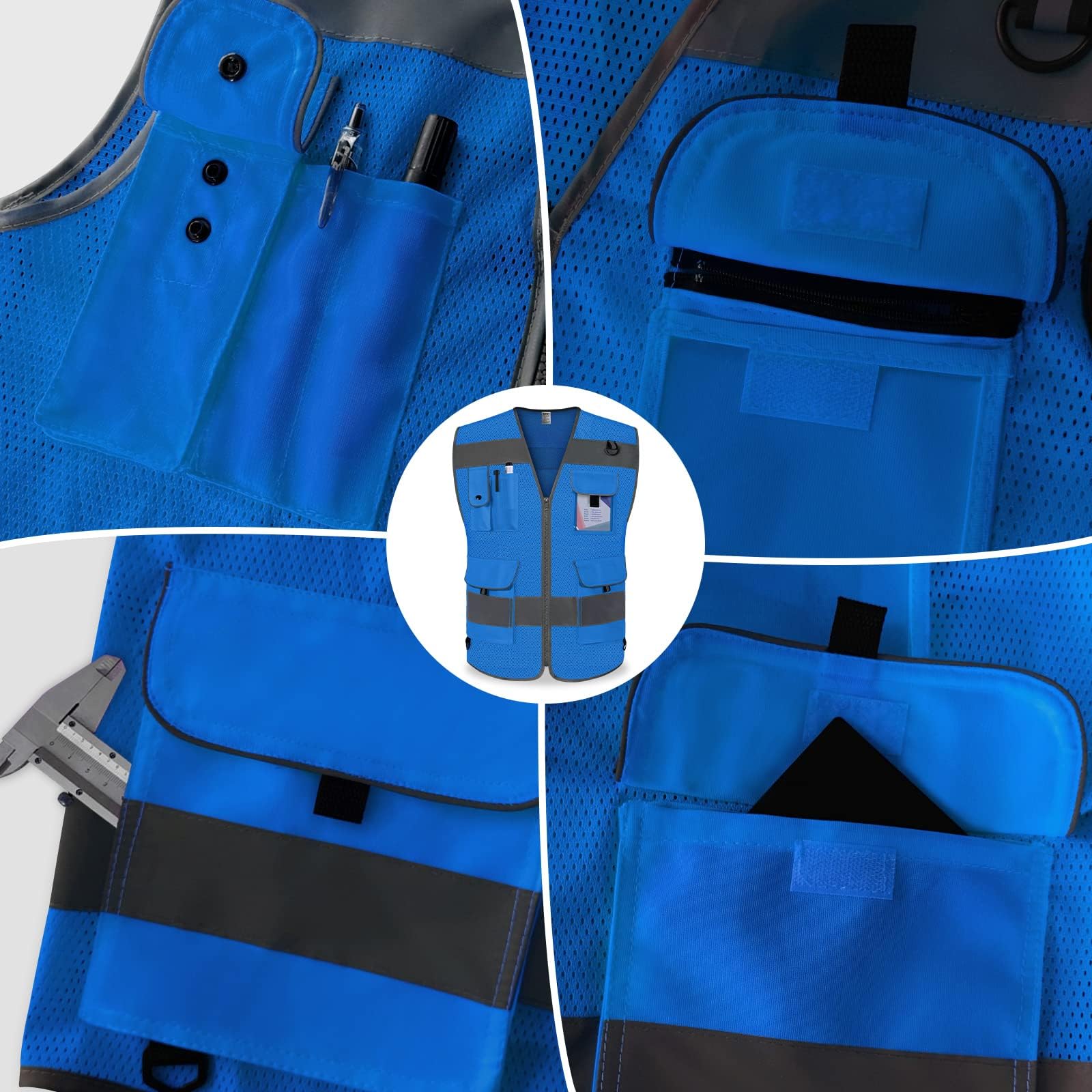 Snapklik.com : TCCFCCT Mesh Hi Vis Vest 9 Pockets High Visibility ...
