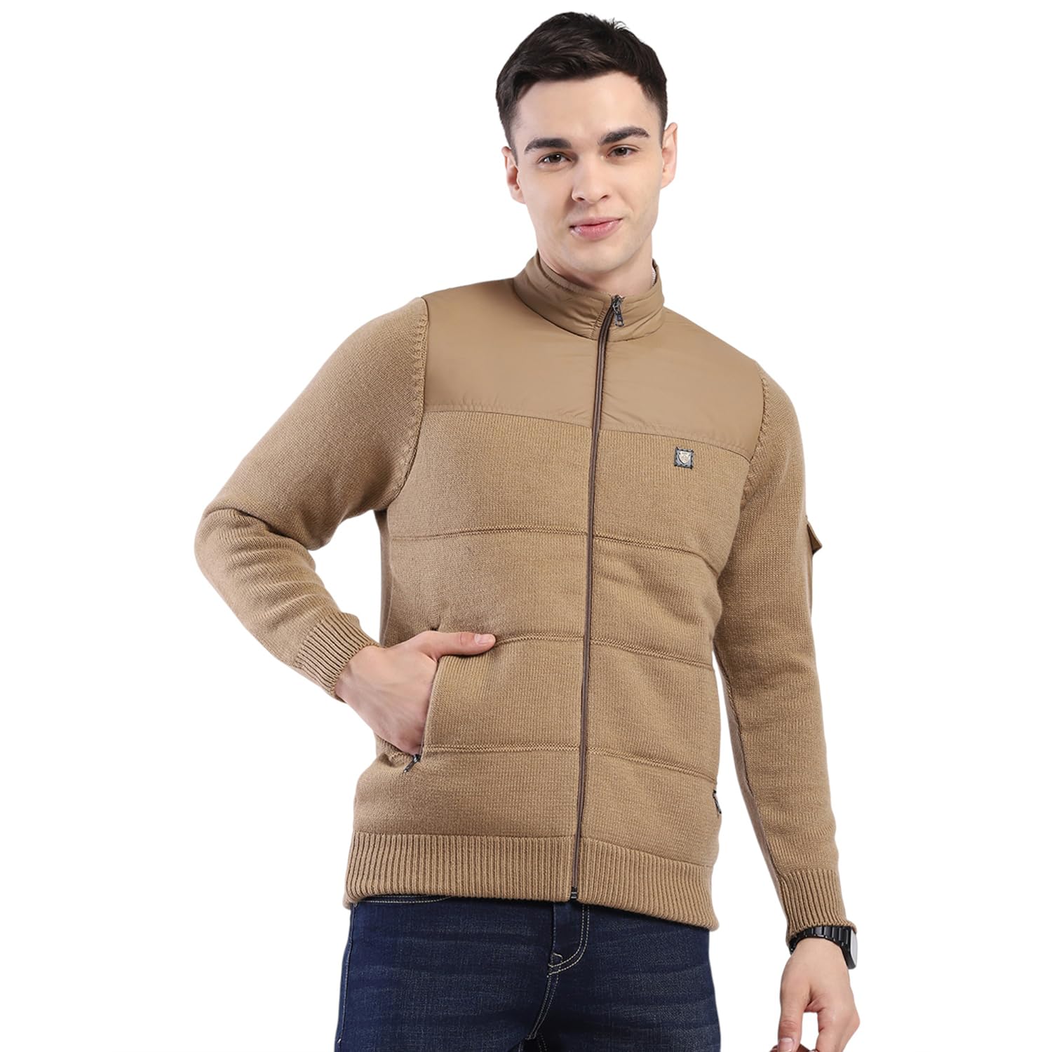 Monte Carlo Men Regular Fit Self Design Mock Neck Side Pocket Zipper Full Sleeve Winter Jacket|Men Puffer Jacket | Lightweight Warm Quilted Winter Coat | Trendy Winter Jackets For Men (Pack Of 1)