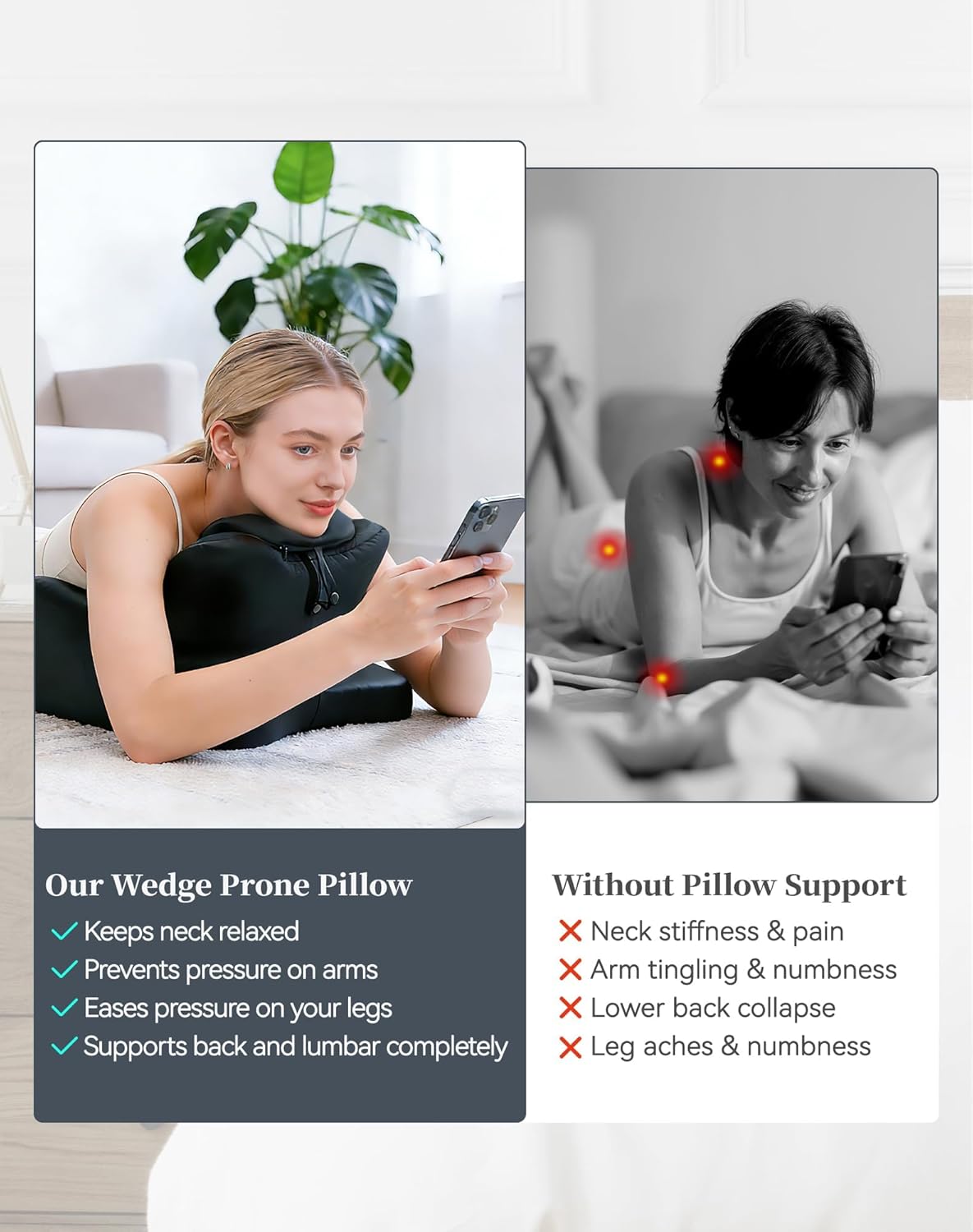Memory Foam Wedge Pillow for Couples Intimacy, 27 Degree Ergonomic Sex Position Pillow Cushion Sweet Spot Pillow for Bed, Back Support, Ideal for Waist, Neck, and Multi-Position Comfort - Black