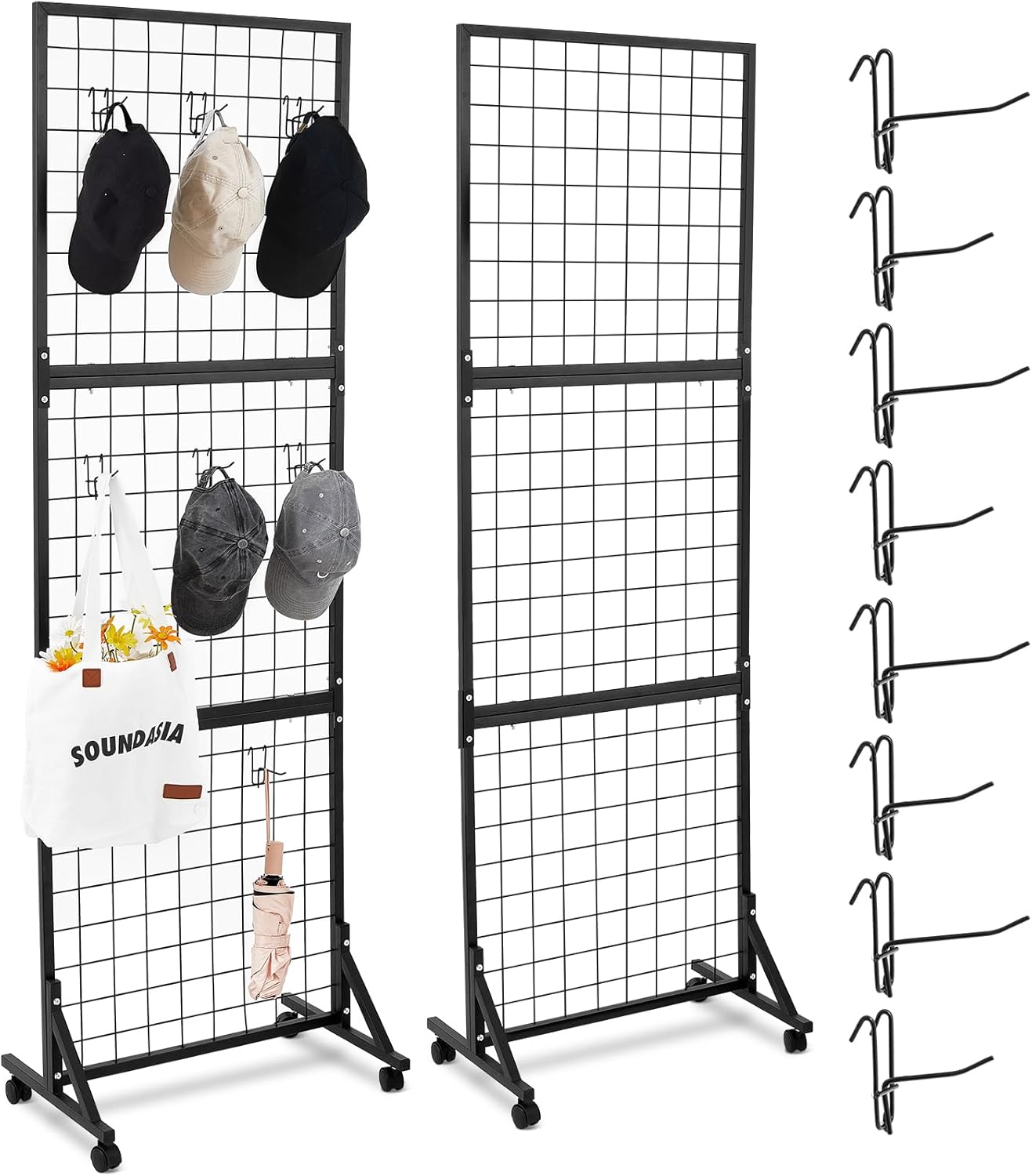 Wenqik 2 Pcs 2' x 6' 3 Layers Grid Wall Panels with S Hook
