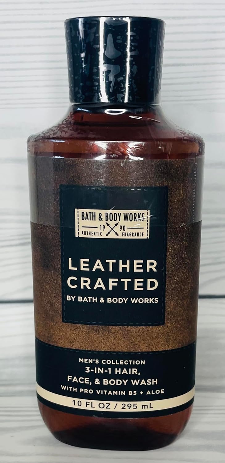 Bath & Body Works Men's Leather Crafted 3-in-1 Hair, Face & Body Wash 10 Ounce