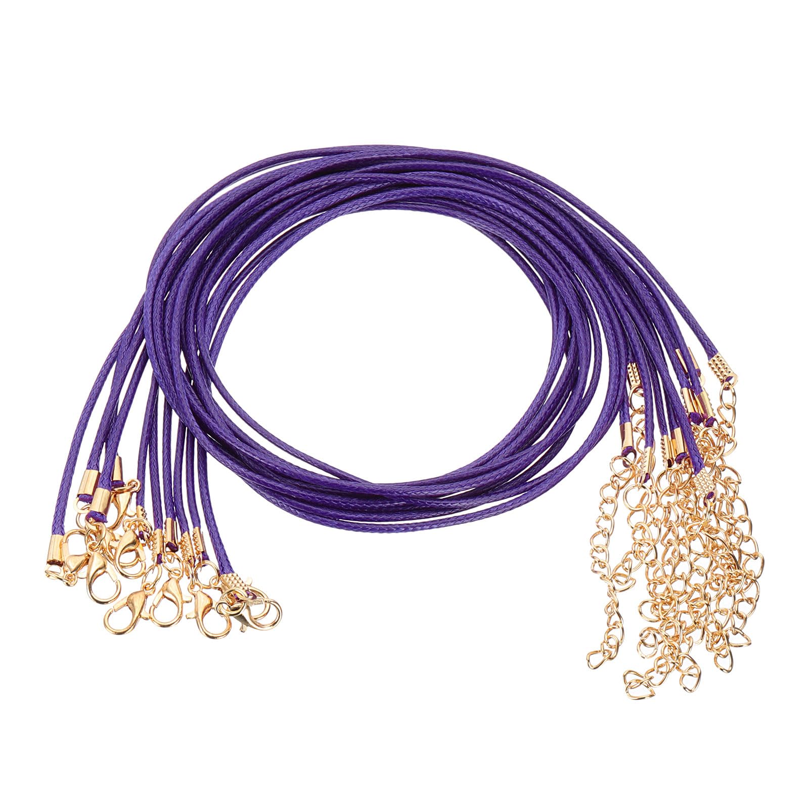 sourcing map 20pcs Waxed Necklace Cord Bulk, 18 Inches and 1.5mm Dia Necklace String Rope with Clasp for Pendants, Bracelets, Necklaces, Jewelry Making Beading Supplies,Dark Purple
