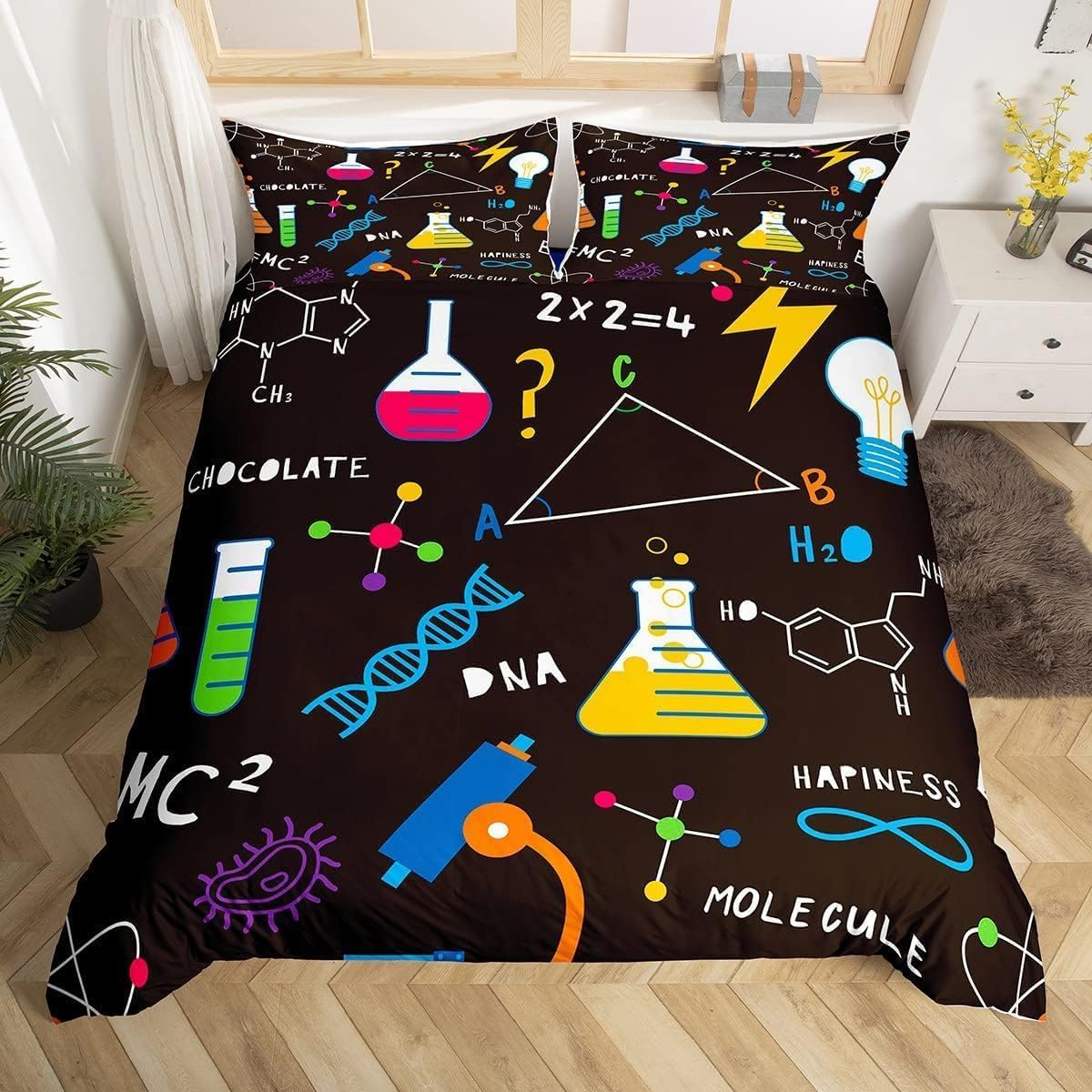 Housse de couette 220x240 formule chimique microfibre douce sans repassage