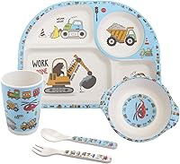 nohlerlife Kids 5-Pc Feeding Set: Animals-Themed Toddler Tableware with Plate, Bowl, Cup, Fork & Spoon - BPA-Free, Dishwasher Safe