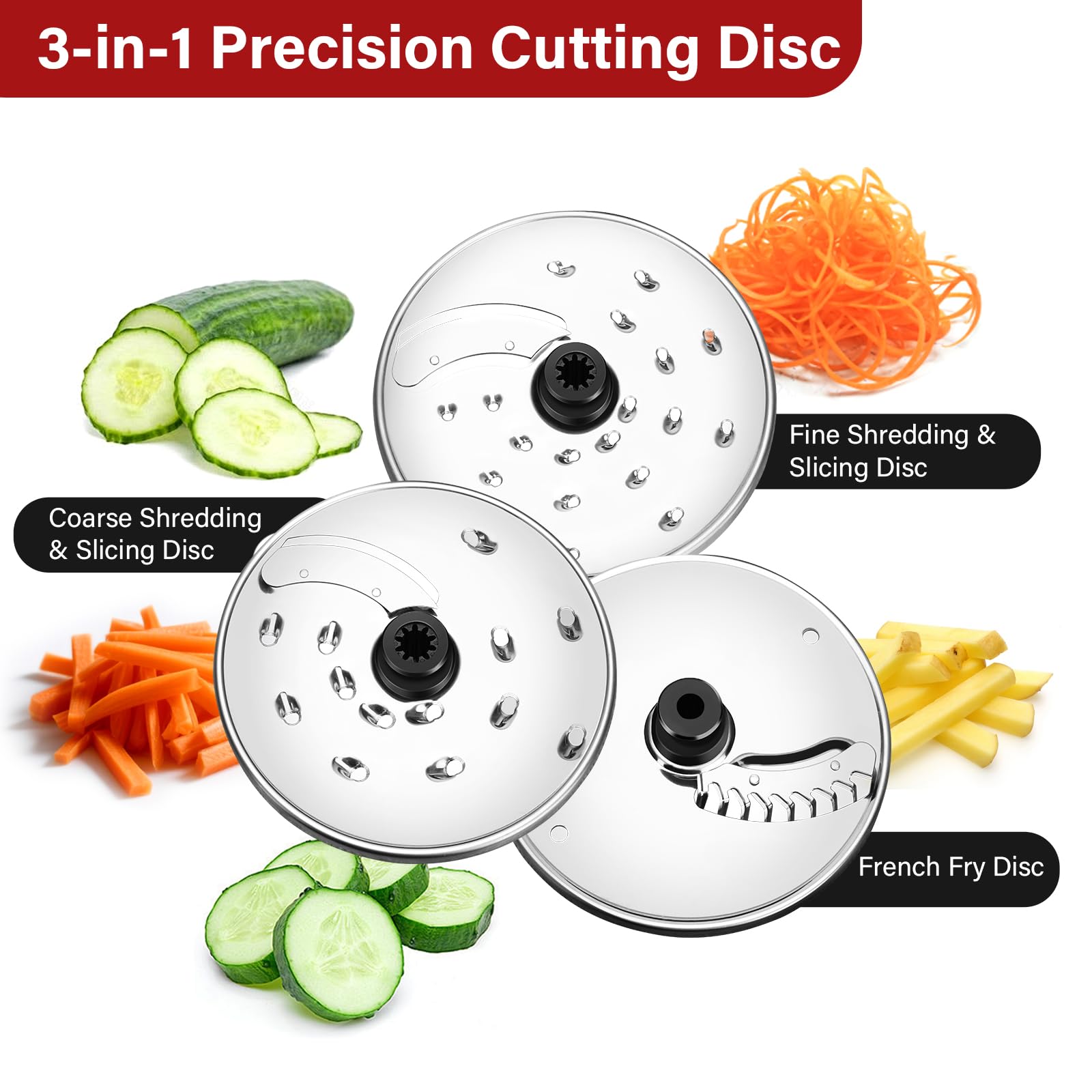 SNDOAS Robot da Cucina Multifunzione, 1100 W Frullatore Tritatutto Multifunzione, Ciotola 3,2 L, Frullatore da 1,5 L, Macinacaffè, Frusta, Argento