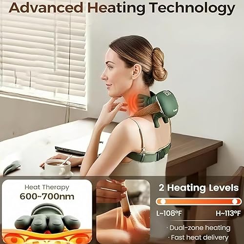 Miniatura 7 de Masajeador inalámbrico 4D Cerviflex - Alivio de tejido profundo Shiatsu con calor, ajuste de modos de masaje de 3 velocidades, ergonómico, cerca de