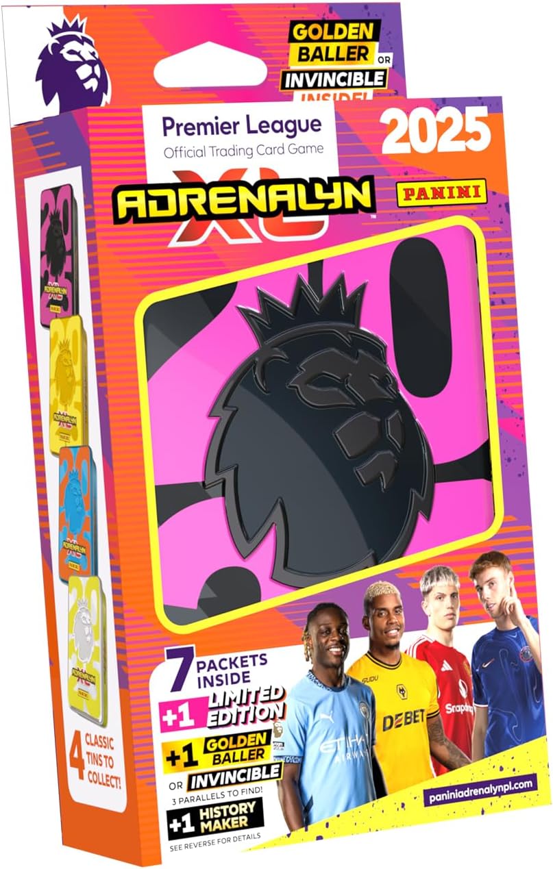 Panini Premier League 2024/25 Adrenalyn XL Classic Tin - 59 Cards, 1 Limited Edition, 1 Golden Baller/Invincible, 1 History Maker - Trading Cards