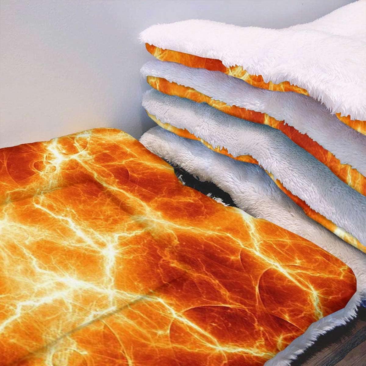 review Orange Yellow Thermal Pet Mat Bed Liner Fire Flames Volcanic Heated Magma Super Soft Plush Dog Crate Pad for Travel or Home Lava Texture 14