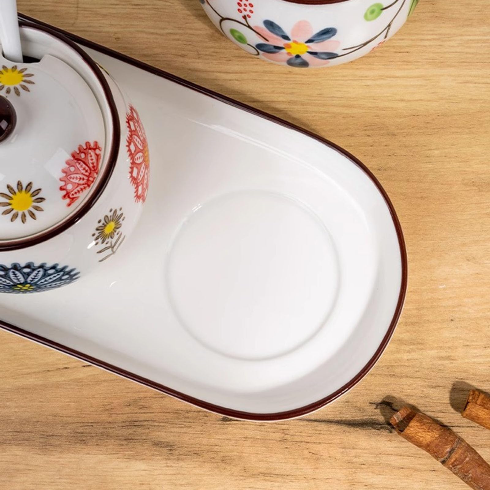 Greabuy Elegant Storage Solution - Recipiente de cerámica para condimentos con tapa y bandeja para servir para cocinas modernas, tarros de condimentos de cerámica con bandeja