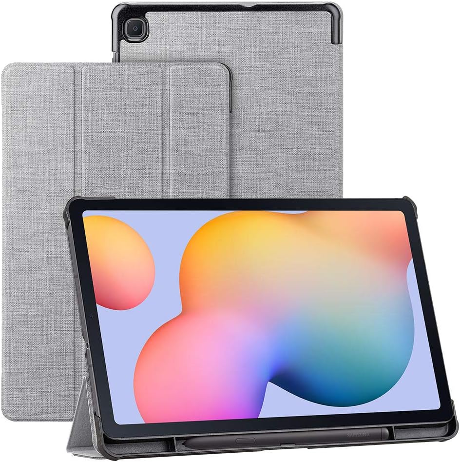 Foluu Galaxy Tab S6 Lite 10.4 inch Tablet Case with S Pen Holder Slim Lightweight Trifold Stand Smart PU Case Cover Auto Sleep/Wake Magnetic for Samsung Galaxy Tab S6 Lite 10.4 inch 2020 (Gray)