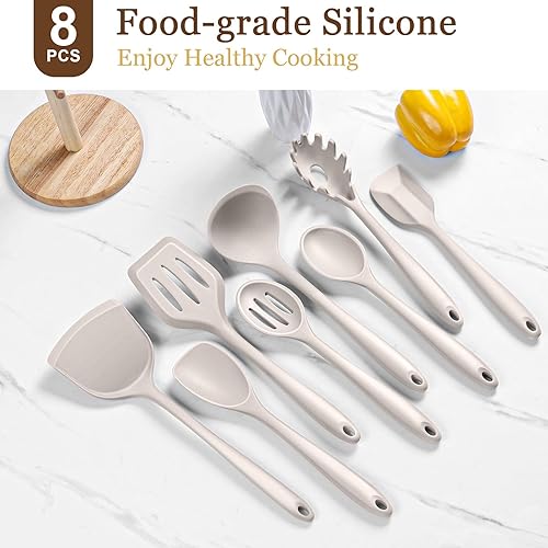 Miniatura 3 de LIANYU Juego de utensilios de cocina de 8 piezas, juego de utensilios de cocina de silicona, herramientas de cocina resistentes al calor para