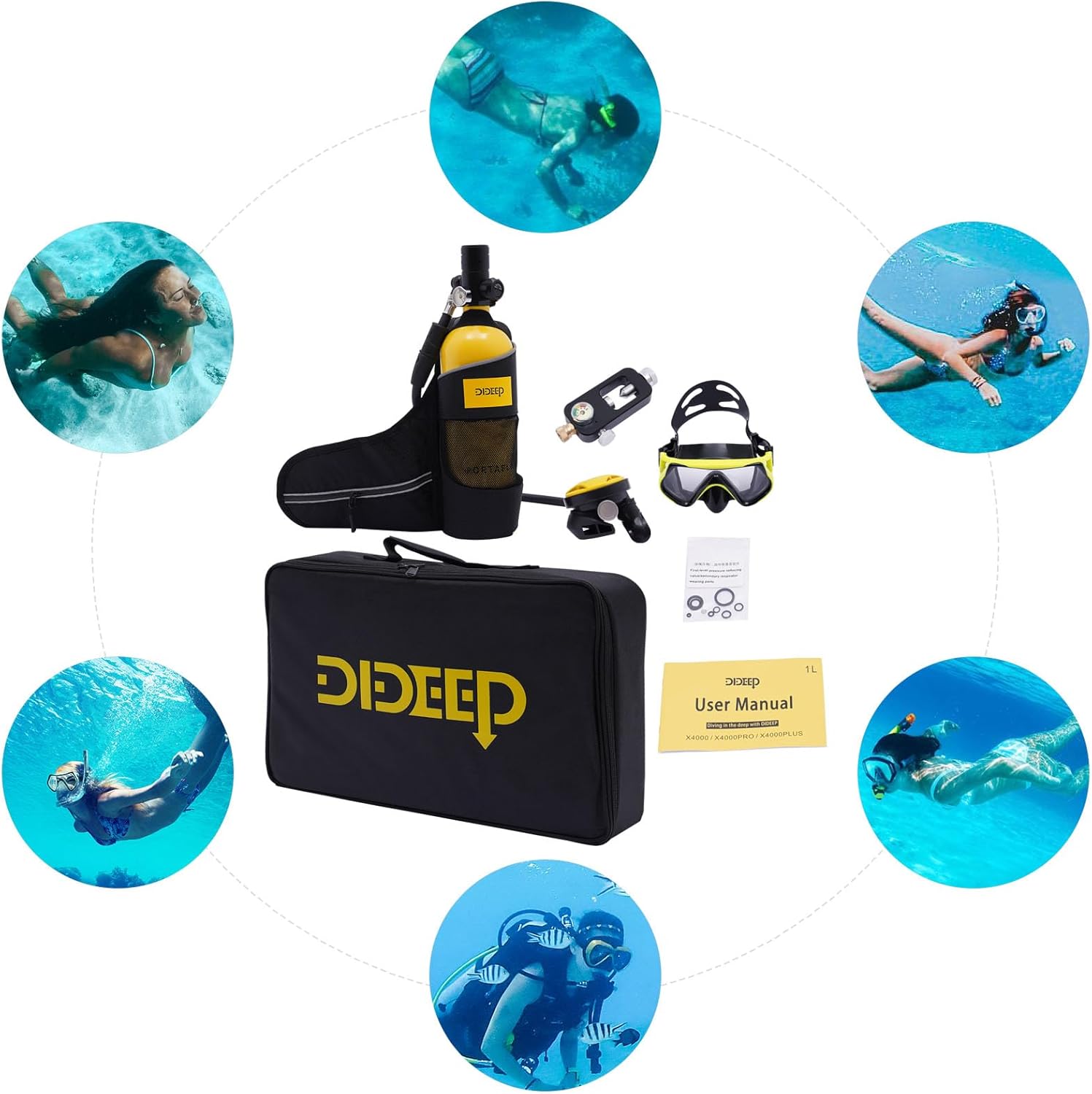 Reusable Mini Scuba Tank Within Breathing Capacity for 15-20 Minutes Underwater Dive Portable Lungs Deepest 32.8ft Scuba Diving Gear for Outdoor Mini Diving Tanks Underwater Breathing Device
