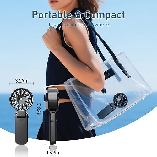 Miniatura 6 de Ventiladores turbo portátiles de mano, batería de 5000 mAh, viento turbo de 6 velocidades, función de banco de energía, ventilador personal portátil