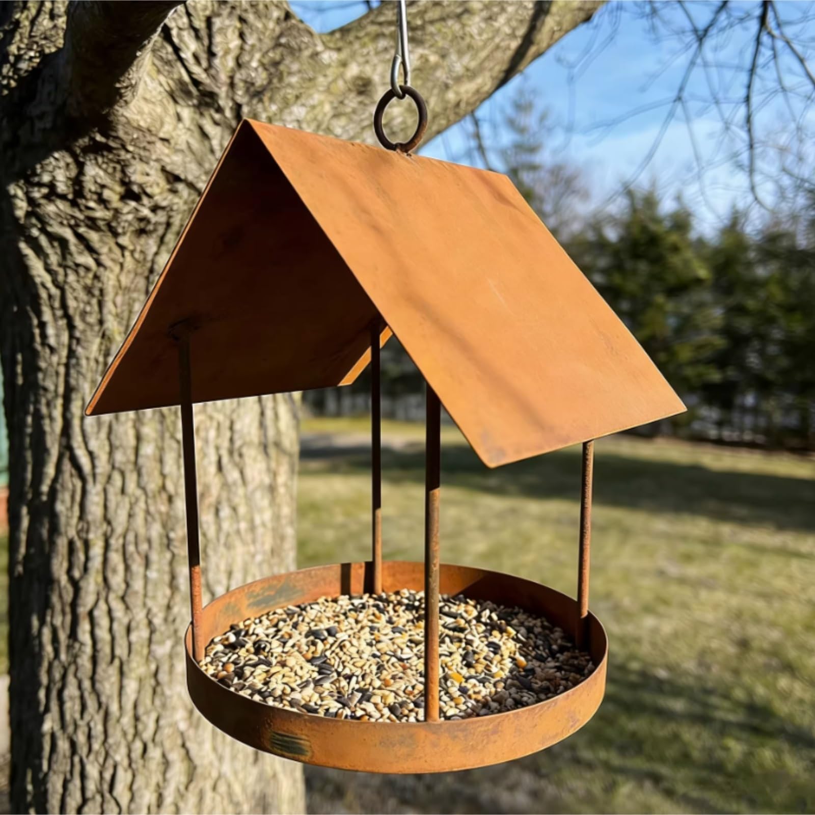 Karmnik dla Dzikich Ptaków Bird Feeder Karmnik Dla Ptaków Do Wiszących Tac Na Zewnątrz Przyciągania Dzikich Ozdoba Rękodzielnicza Wróbli