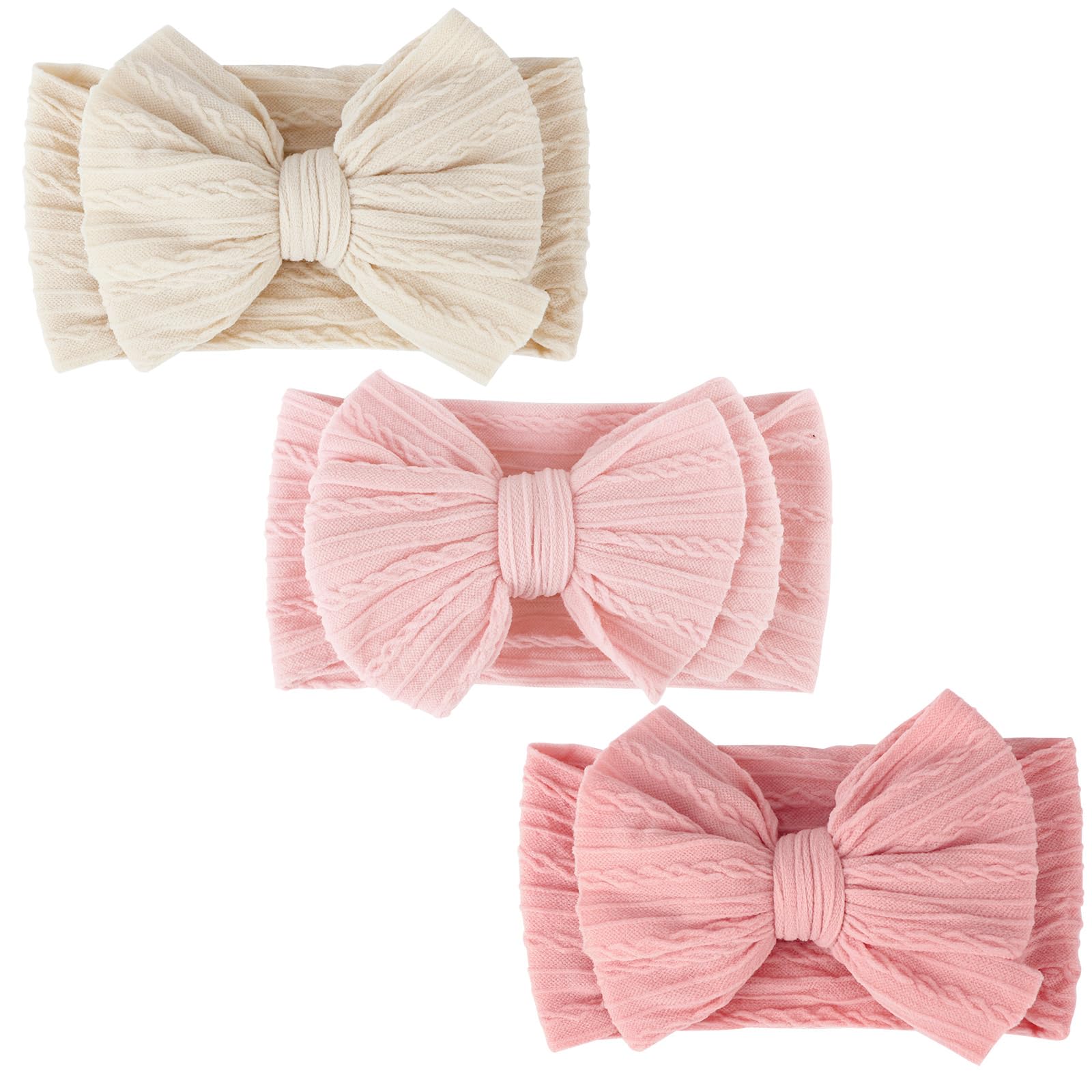 DRESHOW 3 Pack Girls Headbands Stretchy Nylon Headbands Handmade Hair Accessories for Newborn Infant Toddlers Kids — view 23