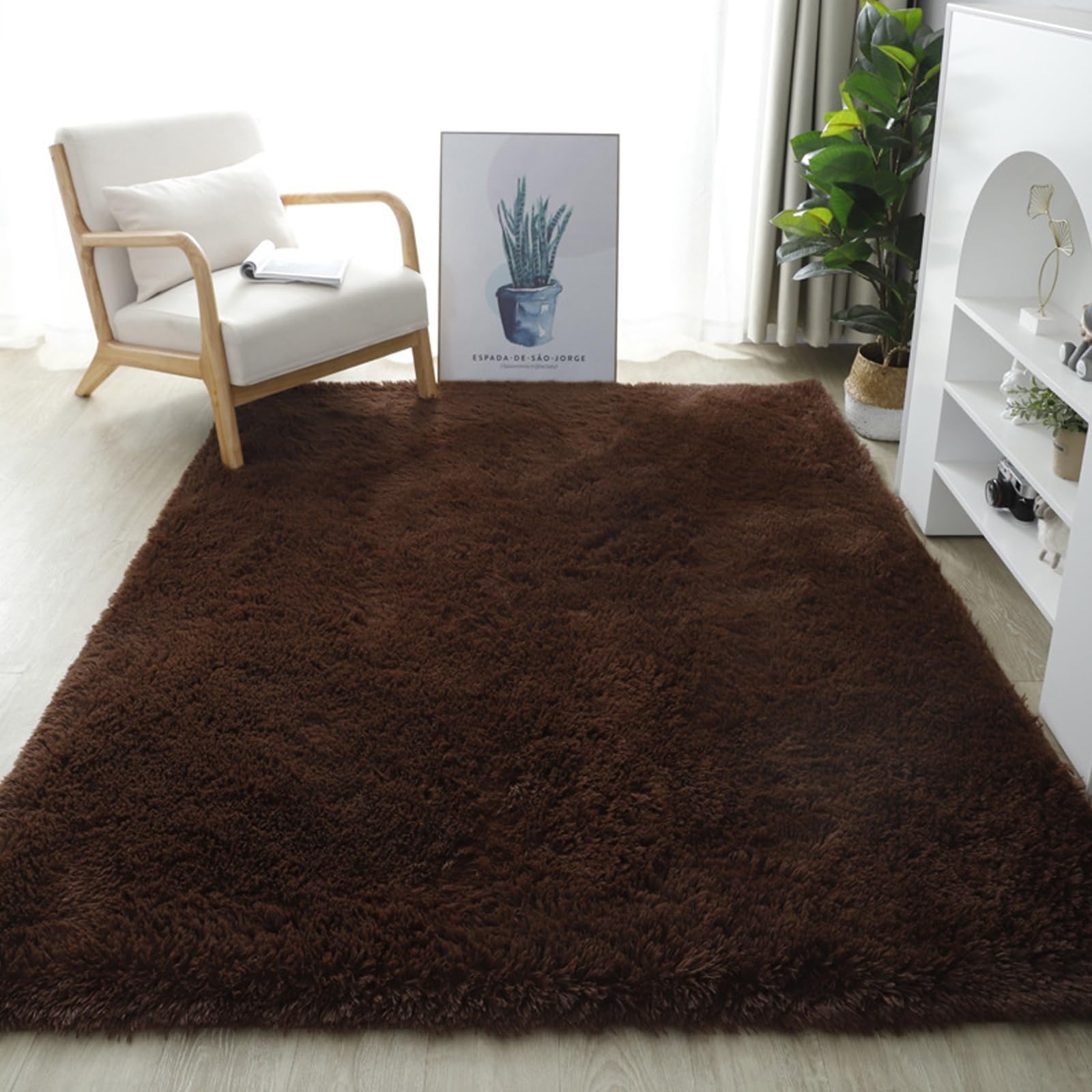 Tapis de salon rectanuglaire marron 150x110 cm grand couloir tout confort
