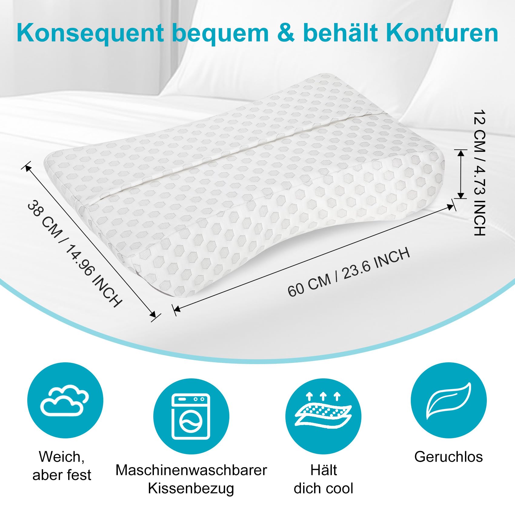 CPAP-Kissen für alle CPAP-Maskenbenutzer mit Schlauch, reduziert Luftauslässe und Druck der Maske, CPAP Memory Foam Kissen für Seitenschläf, Cpap Maskenkissen mit 1 Ersatzkissenbezug