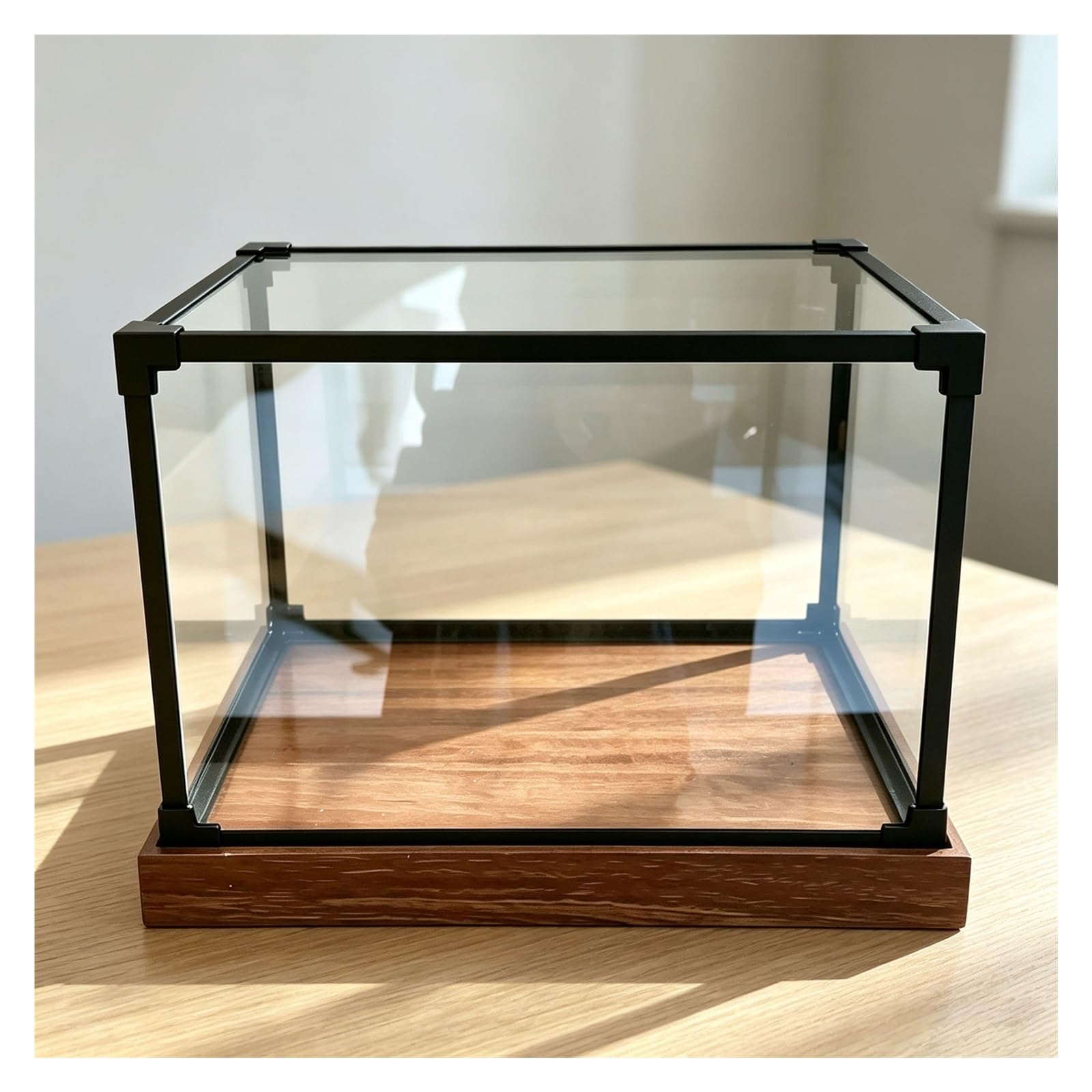 Acrylic Display Case, Collectible Figures Showcase with Wood Base