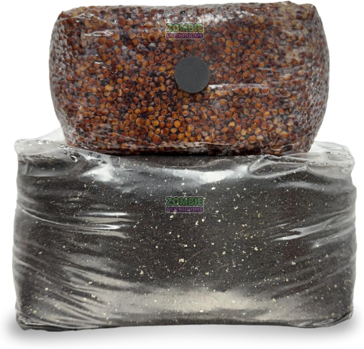 8lb All in One Mushroom Grow Kit/Monotub Refill, Includes: 3lb Sterilized Grain Spawn Bag with Injection Port, and 5lb CVG Mushroom Substrate Bag (Coco Coir, Vermiculite, Gypsum)