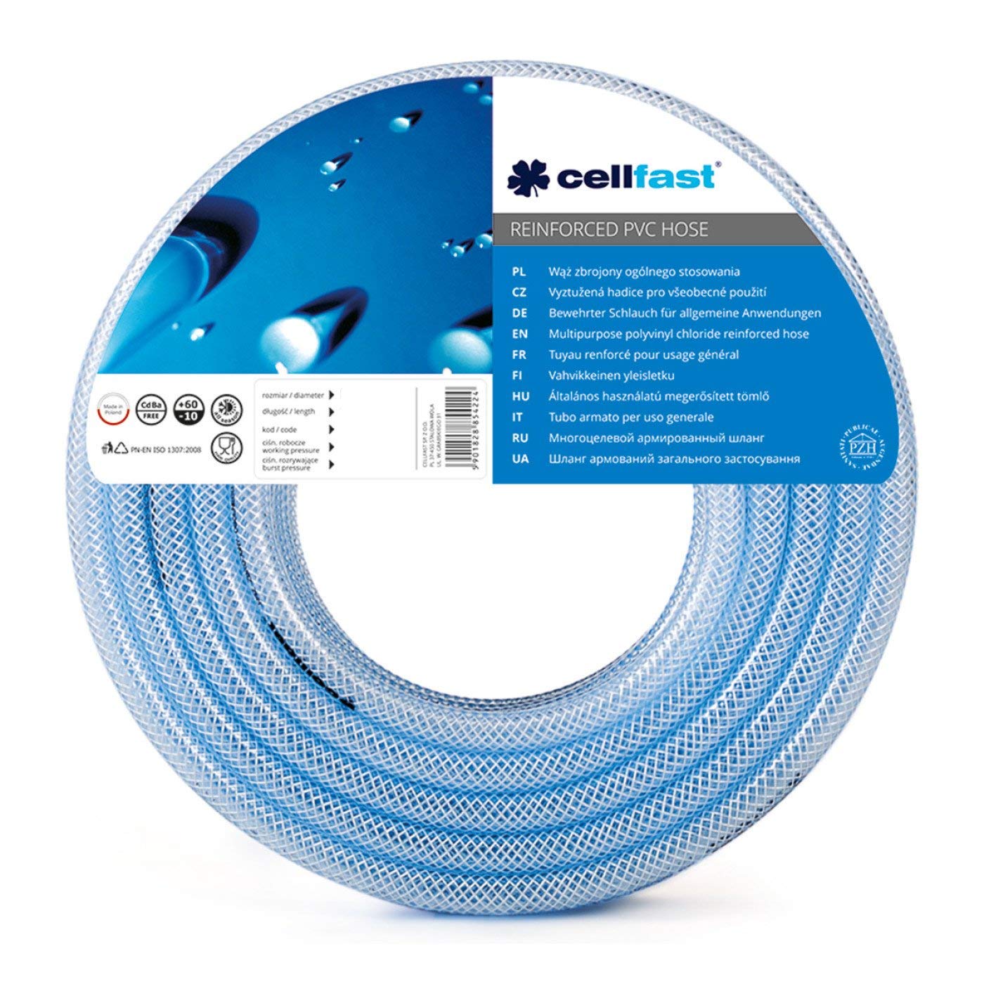 Cellfast 20-106 - Tubo Flessibile in PVC con Rinforzo in Tessuto per Passaggio sotto Pressione, 12,5 x 3 mm, 50 m