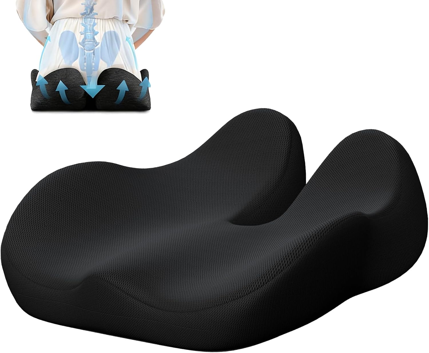 CXC Seat Cushions for Office Chairs, Ergonomic Memory Foam, Black