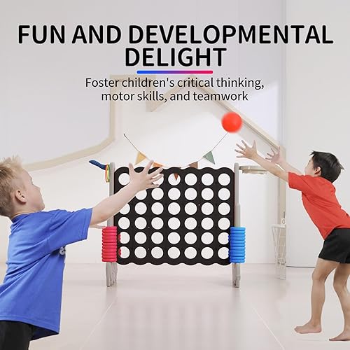 Miniatura 4 de UNICOO Juego Gigante 4 en fila con bolsa de transporte, lanzamiento de anillos, canasta de baloncesto - Gran juego al aire libre para diversión