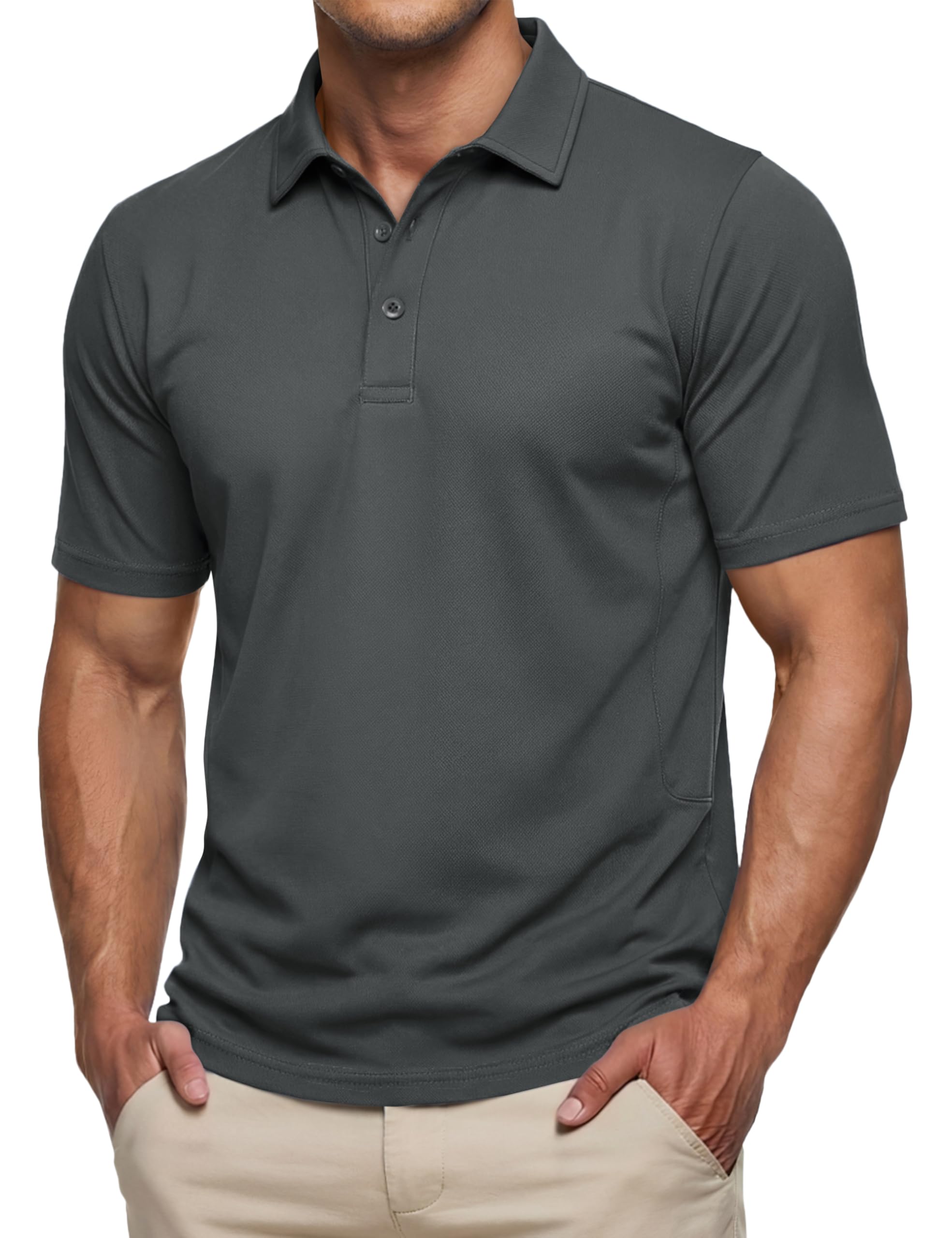 TACVASEN Poloshirt Herren Kurzarm Funktions Polo Shirt Baumwolle Atmungsaktiv Polohemd Sommer Golf T-Shirt Freizeit