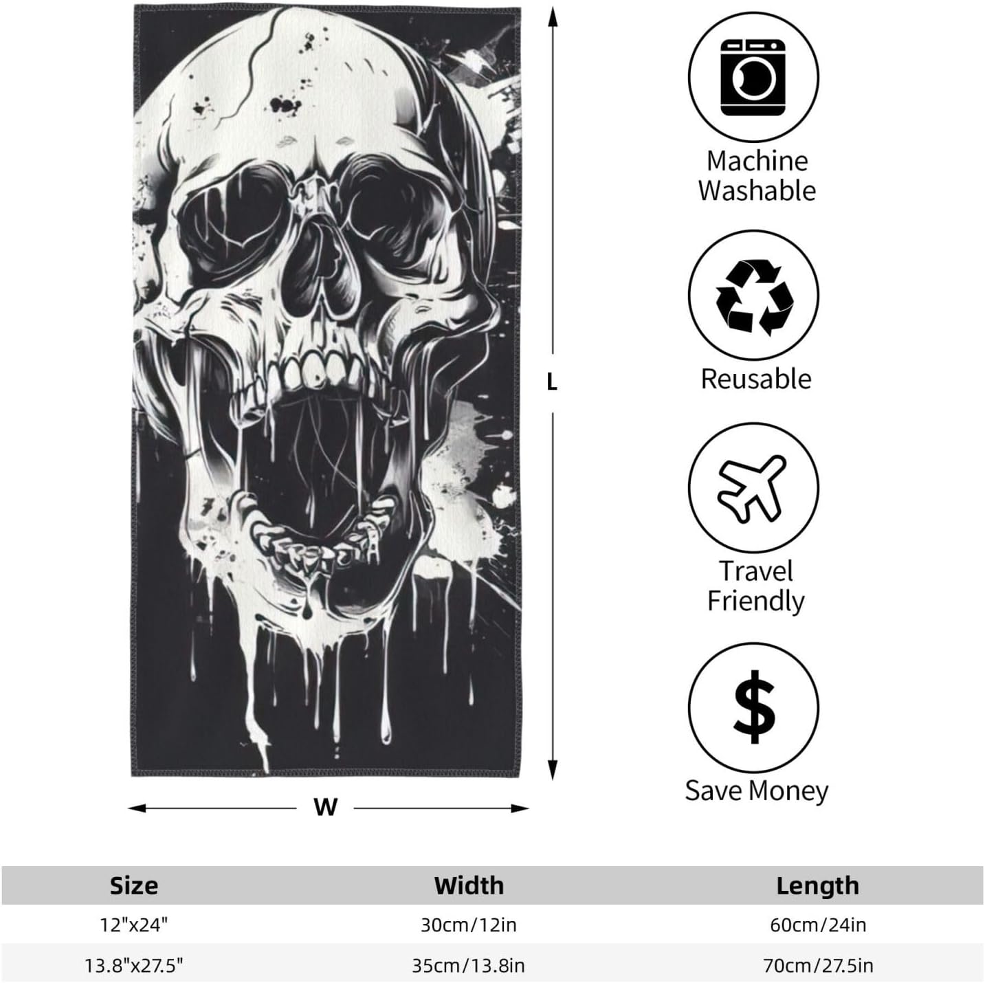 Horror Ghost Skull Print Hand Towels for Kitchen, Decorative Bathroom Towels Decor Farmhouse Cute for Men Women Gifts