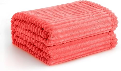 Vista 304 de Vessia Manta de franela de forro polar, 300GSM, acogedora manta a rayas verde salvia para sofá, cama y sofá, cálida y suave, acogedora manta