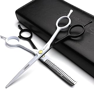5.5 inch hair profession stylist scissors Black and white A-type + thinning scissors (2pcs)