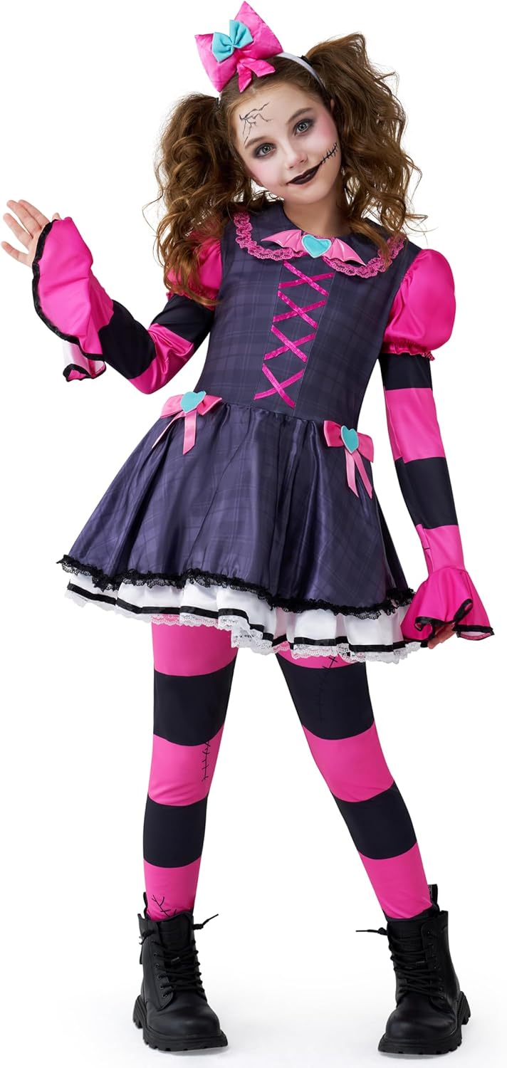 Spooktacular Creations Halloween Creepy Scary Doll Costume for Girls, Halloween Costume for Kids, Girls Spooky Doll Outfit