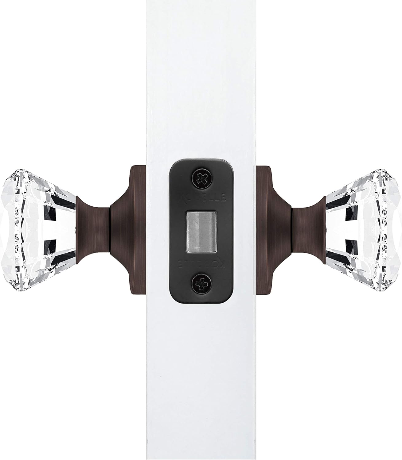 Passage Diamond Round Brilliant Crystal Door Knobs Venetian Bronze Round Rosette