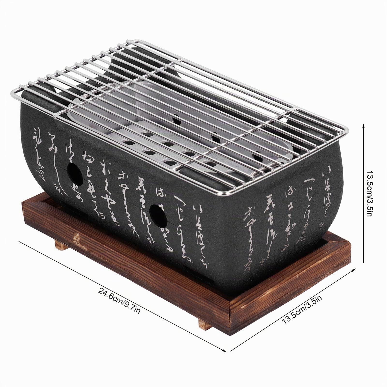 Barbacoa de mesa de carbón vegetal, pequeña barbacoa japonesa, portátil, camping, pícnic, mini barbacoa de carbón vegetal, para exterior, balcón, terraza, camping, jardín, 13,5 x 13,5 x 24,6 cm