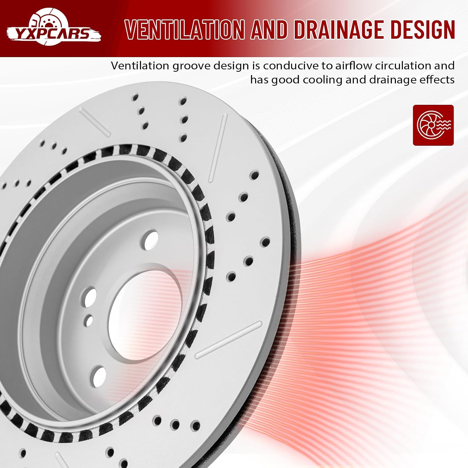 Rear Drilled and Slotted Disc Brake Rotors Replacement for Mercedes-Benz CLS400 / CLS500/ CLS550/ E320/ E350/ E400/ E500/ E550/ GLK250/ GLK350