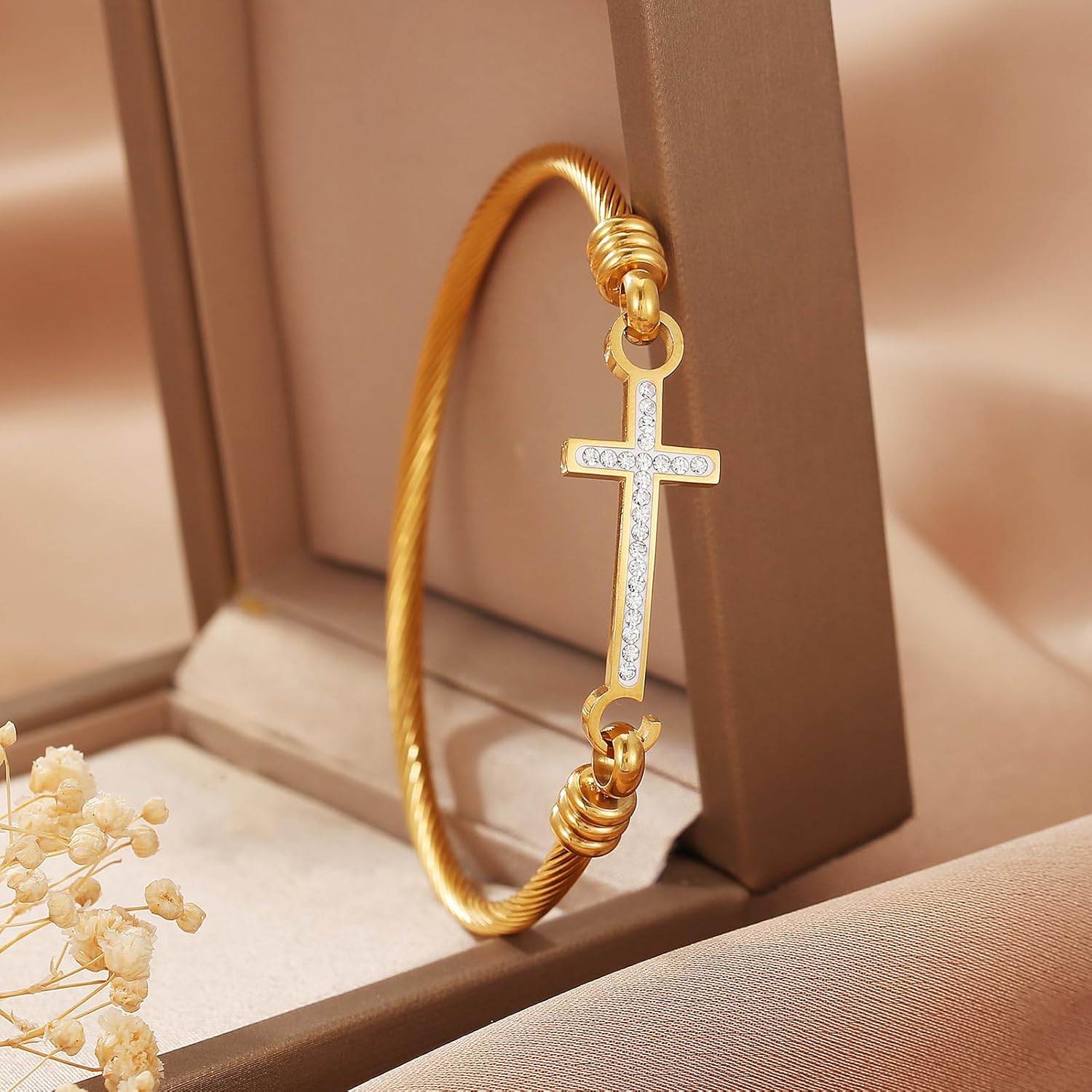 DS Religious Gift for Her Christian Cross Bracelet Bible Verse God is Within Her She Will Not Fall Inspirational Bracelets For Women Stainless Steel Jewelry Gift To Daughter Best Friend - Image 2